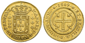 MONEDA EXTRANJERA. BRASIL. Juan VI. 4000 reis. 1809. Río de Janeiro. AU 7,94 g. 26,7 mm. Go-34.05. EBC-.