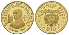 MONEDA EXTRANJERA. COLOMBIA. 200 pesos. 1968. AU 8,63 g. 23,95 mm. KM-232. Prueba.