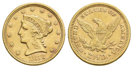 MONEDA EXTRANJERA. ESTADOS UNIDOS DE AMÉRICA. 2 1/2 dólares. 1873. AU 4,16 g. 17,9 mm. KM-72. MBC+/EBC-.