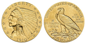 MONEDA EXTRANJERA. ESTADOS UNIDOS DE AMÉRICA. 2 1/2 dólares. 1910. AU 4,18 g. 17,75 mm. KM-128. EBC-.