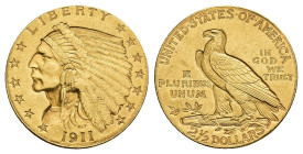 MONEDA EXTRANJERA. ESTADOS UNIDOS DE AMÉRICA. 2 1/2 dólares. 1911. AU 4,18 g. 18,09 mm. KM-1282. EBC-.