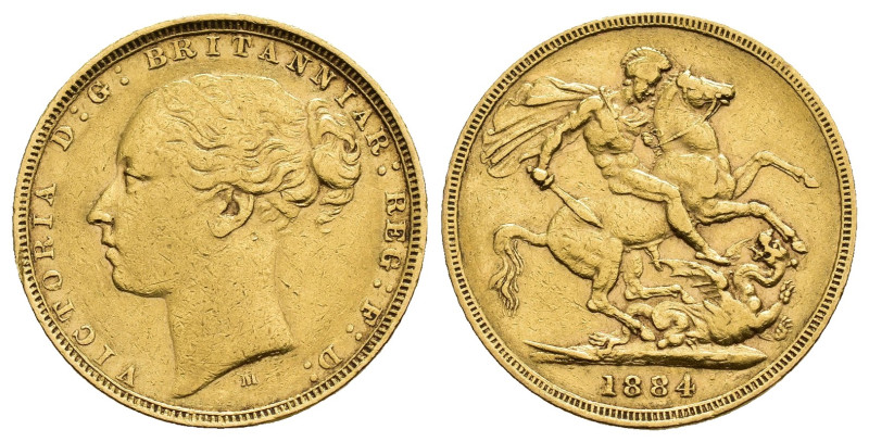 MONEDA EXTRANJERA. GRAN BRETAÑA. Victoria I. Soberano. 1884. KM-752. AU 7,95 g. ...
