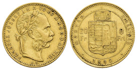 MONEDA EXTRANJERA. HUNGRÍA. Francisco José I. 8 forint-20 francos. 1880. AU 6,43 g. 21,25 mm. KM-455.1. MBC+.