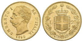 MONEDA EXTRANJERA. ITALIA. Humberto I. 20 liras. 1890. Roma. AU 6,45 g. 21,3 mm. KM-21. SC.