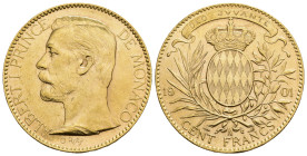 MONEDA EXTRANJERA. MÓNACO. 100 francos. 1901-A. AU 32,3 g. 35,25 mm. KM-105. B.O. EBC+.