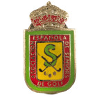 MEDALLAS Y CONDECORACIONES. Francisco Franco. Asociación española de seniors de golf. Botón de solapa. EBC.