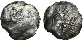 Belgium. Lower Lorraine. Albert II? 1031-1064. AR Denar (18mm, 1.04g). Namur mint. +CAPVT, diademed bust right / +NA[MC]VM, cross with pellet in each ...