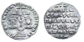 Byzantine Empire. Basil II Bulgaroktonos, with Constantine VIII. 976-1025. AR Miliaresion (22mm, 2.30g). Constantinople mint. ЄҺ TOVTω ҺICAT ЬASILЄI C...