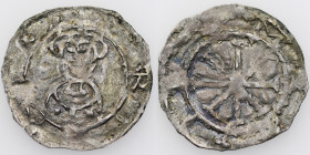 Denmark. Erik Emune (Eric II the Memorable) 1090-1137. AR Penning (21mm, 0.83g). Roskilde mint, Martin moneyer. ER[IC] R[EX], crowned bust facing / MA...