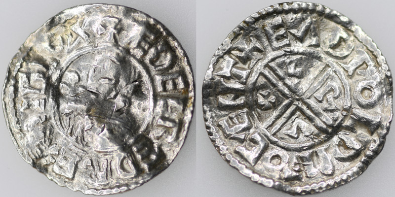 England. Aethelred II. 978-1016. AR Penny (20mm, 1.62g, 9h). Crux type (BMC iiia...
