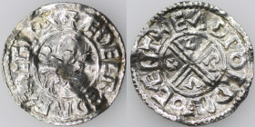 England. Aethelred II. 978-1016. AR Penny (20mm, 1.62g, 9h). Crux type (BMC iiia, Hild. C.a.). Canterbury mint; moneyer Eadweald. Struck circa 991-997...