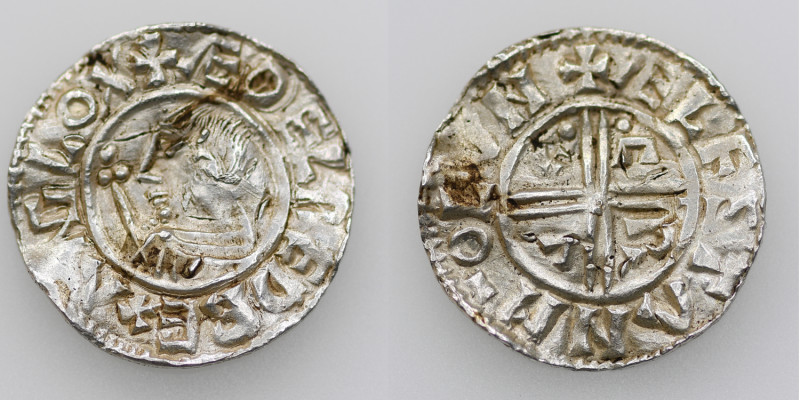 England. Aethelred II. 978-1016. AR Penny (18mm, 1.32g, 6h). Crux type (BMC iiia...