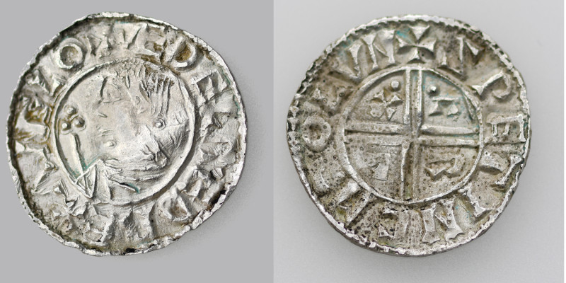 England. Aethelred II 978-1016. AR Penny (18mm, 1.31g, 3h). Crux type (BMC iiia,...