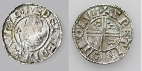 England. Aethelred II 978-1016. AR Penny (18mm, 1.31g, 3h). Crux type (BMC iiia, Hild. C.a.). London mint; moneyer Sweting. Struck circa 991-997. + ÆÐ...