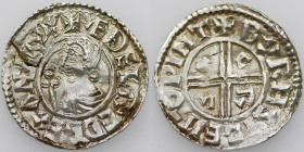 England. Aethelred II. 978-1016. AR Penny (20mm, 1.64g, 9h). Crux type (BMC iiia, Hild. C). Winchester mint; moneyer Beorhtsige. Struck circa 991-997....