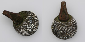 England. Aethelred II. 978-1016. AR Penny (18mm, 1.85g, 4h). Helmet type (BMC vii, BEH e). Chester mint; moneyer Leofnoth. Struck 1003-1009. [+EÐEL]RE...