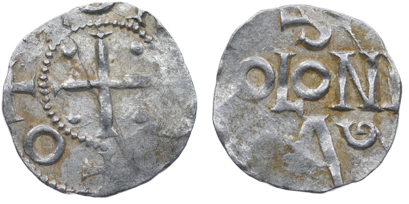 Germany. Cologne. Otto III 983-1002. AR Denar (16mm, 1.56g). Cologne mint. +OT[T...