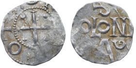 Germany. Cologne. Otto III 983-1002. AR Denar (16mm, 1.56g). Cologne mint. +OT[T]O [REX], cross with pellets in each angle / S / [C]OLONI[A] / A G, Co...
