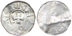 Germany. Duchy of Saxony. Bernhard I 973-1011. AR Denar (18.5mm, 1.07g). Bardowick (or Lüneburg or Jever?) mint. [BE]RNH[ARDV]X, small cross pattee / ...