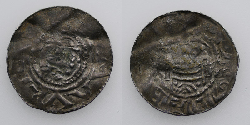 Germany. Helmstadt. 11th century. AR Denar (22mm, 1.23g). Helmstadt mint. Crowne...