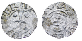Germany. Saxony. Otto III 983-1002. AR Denar (17mm, 1.26g). Dortmund mint. [O]DDOIMPERAT[OR], cross with pellet in each quarter / [THEROT]MANNI, cross...