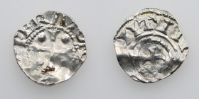 Germany. Saxony. Otto III 983-1002. AR Denar (16mm, 1.33g). Dortmund mint. [ODDOIM]PERATOR, cross with pellet in each quarter / Cross with pellets at ...