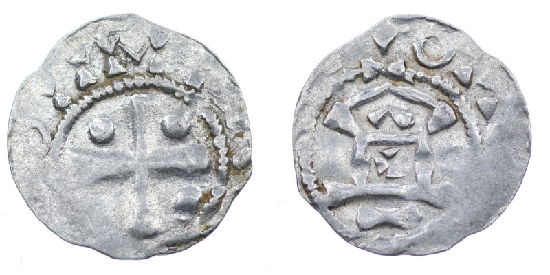 Germany. Mainz. Otto III 983-1002. AR Denar (17mm, 0.86g). Mainz mint. Cross wit...