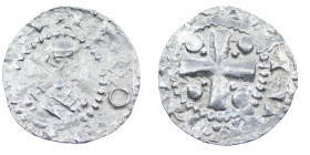 Germany. Mainz. Heinrich II 1002-1024. AR Denar (18mm, 1.49g). Mainz mint. Bust facing / Cross with pellets in each angle. Dbg. 802 var; Kluge 445. Ve...