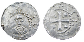 Germany. Mainz. Heinrich II 1002-1024. AR Denar (19mm, 1.75g). Mainz mint. Bust facing / Cross with pellets in each angle. Dbg. 802 var; Kluge 445. Ve...
