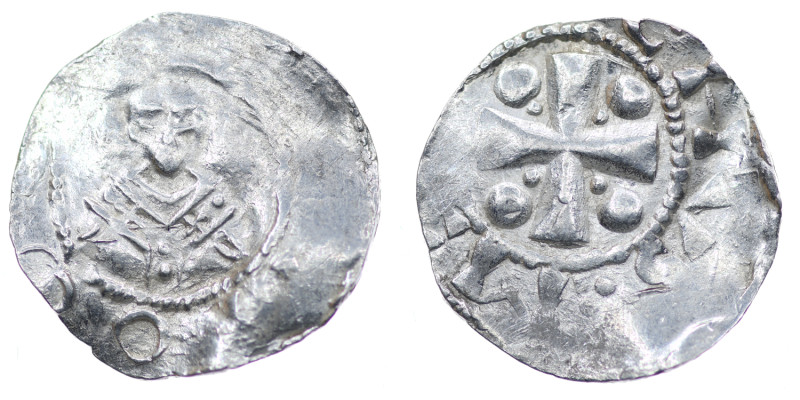 Germany. Mainz. Heinrich II 1002-1024. AR Denar (18mm, 1.72g). Mainz mint. Bust ...