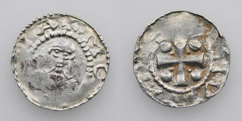 Germany. Mainz. Heinrich II 1002-1024. AR Denar (18mm, 1.70g). +MO[GNC]IA, bust ...