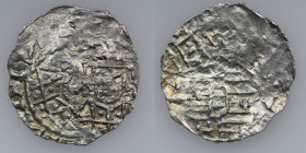 Germany. Duchy of Bavaria. Henry IV 1084-1106. AR Denar (18mm, 0.62g). Regensburg mint. Crowned bust facing / City view behind wall. Hahn 60 5-7 var. ...