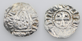 The Netherlands. Friesland. Ca 1000. AR Denar (19mm, 0.68g). Uncertain mint in Friesland. High triangle with cross on top and in center / Cross with p...
