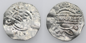 The Netherlands. Friesland. Bruno III 1038-1057 (?). AR Denar (17mm, 0.67g). Uncertain mint. Unintelligible legend, crowned head right, cross-tipped s...