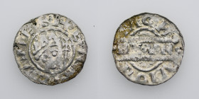 The Netherlands. Friesland. Bruno III 1038-1057. AR Denar (16mm, 0.67g). Uncertain mint. +HEINRICVS RE, crowned head right, cross-tipped scepter befor...