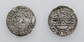 The Netherlands. Imitation of Bruno III 1038-1057. AR Denar (16.5mm, 0.37g). Uncertain mint. Crowned head right, cross-tipped scepter before / Pseudo ...