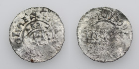 The Netherlands. Imitation of Bruno III 1038-1057. AR Denar (18mm, 1.02g). Uncertain mint. Crowned head right, cross-tipped scepter before / Pseudo le...