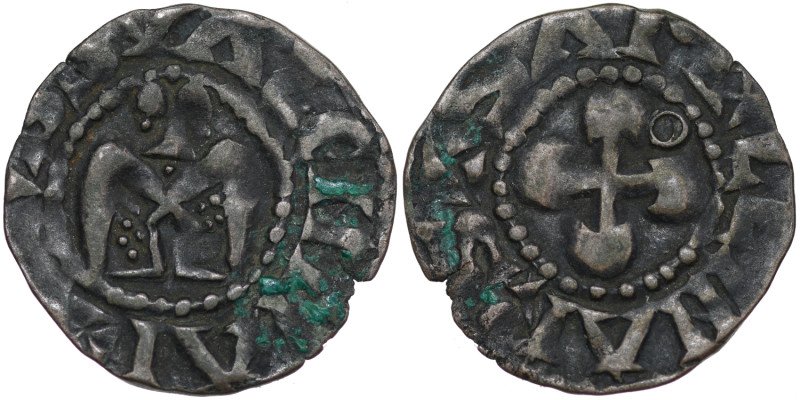 France. Valence. Anonymous, 12th century. AR Denier (17mm, 0.94g). Angel with sp...