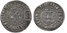 Germany. Lübeck. After 1392. AR Dreiling (17mm 1.02g). Coat of arms with eagle / Coat of arms with eagle. Jesse 414. Near Very Fine.