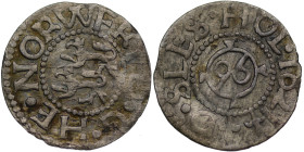 Germany. Schleswig Holstein Gottorp. Friedrich III, 1616-1659. AR 1/96 Taler, struck 1621 (15mm, 0.60g). Two lion left / 96 in circle. Lange 354 b. Ne...
