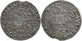 Polish-Lithuanian Commonwealth. Sigismund August of Poland, 1544-1572. AR Half Grosh, struck 1550 (19mm, 0.99g). Knight on horse left / Eagle. Gumowsk...
