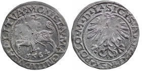 Polish-Lithuanian Commonwealth. Sigismund August of Poland, 1544-1572. AR Half Grosh, struck 1564 (19mm, 1.24g). Knight on horse left / Eagle. Gumowsk...