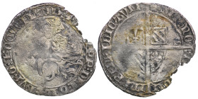 The Netherlands. Vlaanderen. Philip the Bold, 1342-1404. AR Double Groot(30mm, 3.49g). Lion left / Cross with shield in enter. DdP pl. 8-18 Edge loss....