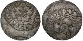 Polish-Lithuanian Commonwealth. Sigismund III, 1587-1632. AR Solidus, struck 16?? (16mm, 0.78g). Extremely Fine, struck off center.