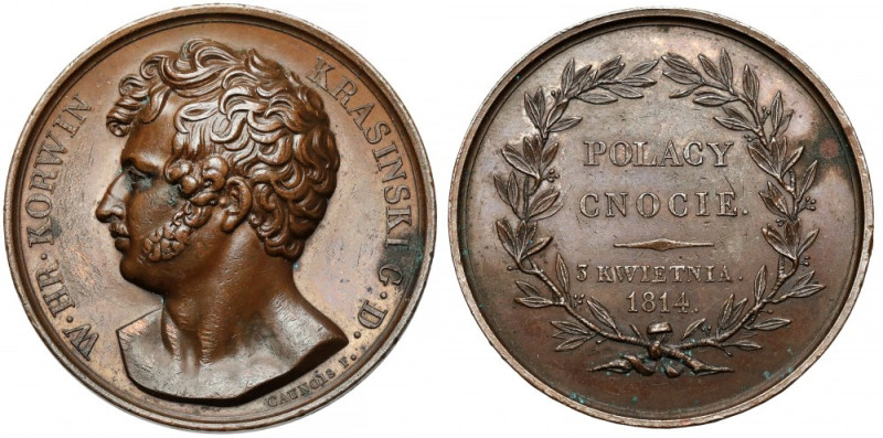 Medal, W. hr. Korwin Krasiński / POLACY CNOCIE 1814 Miejscami drobne uszkodzenie...