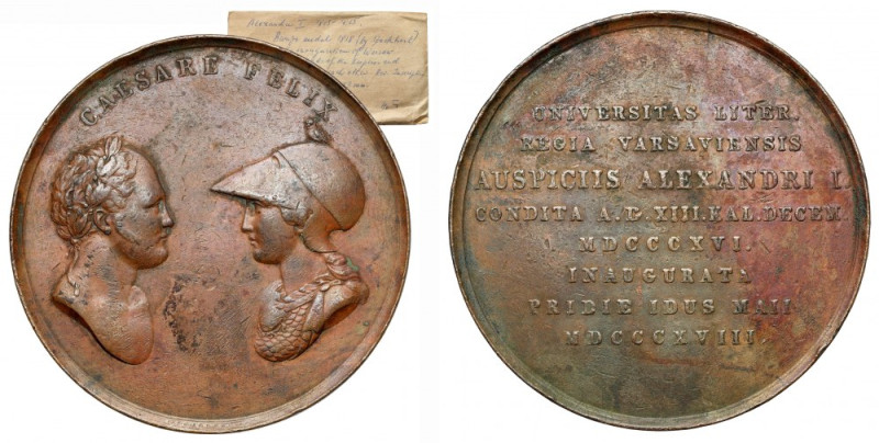 Medal, Założenie Uniwersytetu Warszawskiego 1818 Pamiątkowy medal z czasów Aleks...