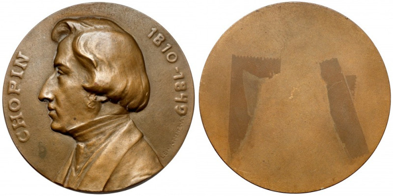 Medal, 100. rocznica urodzin Fryderyka Chopina 1910 Jednostronny medal wybity w ...