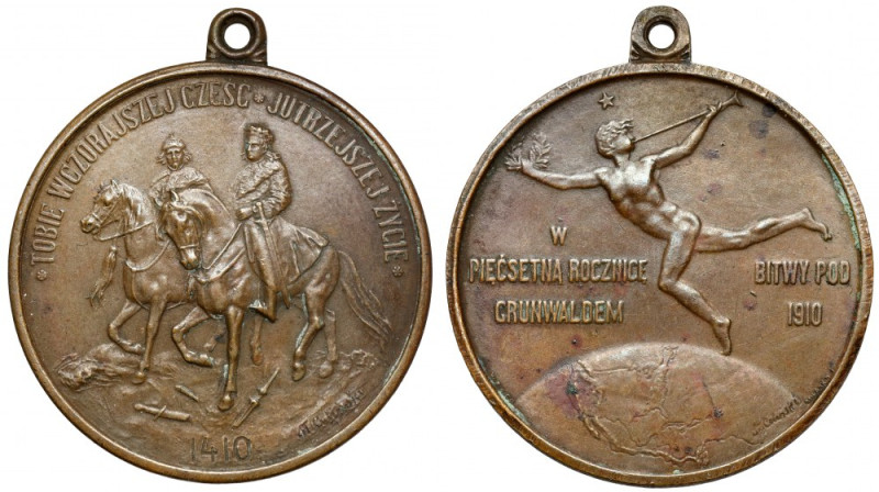Medal, 500. rocznica Bitwy pod Grunwaldem 1910 - rzadki Brąz, średnica 31,5 mm, ...