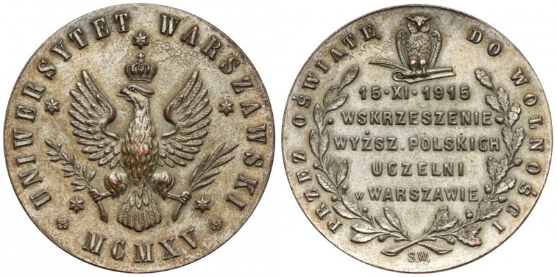 Medal, Otwarcie Uniwersytetu Warszawskiego 1915 Brąz, średnica 28,5 mm, waga 8,5...