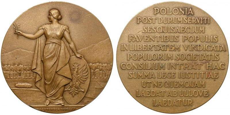 Medal, Przyjęcie Polski do rady Ligi Narodów w Genewie 1926 Rzadki typ medalu pr...